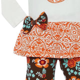 Big Girls Orange Pumpkin Autumn Floral Thanksgiving Tunic & Ruffle