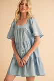 Aemi + Co Square Neck Half Sleeve Tiered Dress