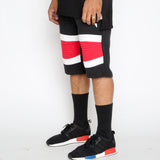 Red Stripe Moto Shorts