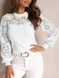 Lace Round Neck Long Sleeve T-Shirt