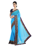 Generic Women's Chiffon Saree (Sky, 5-6 Mtrs)