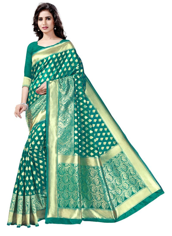 Generic Women's Banarasi Cotton Silk Sarees Saree