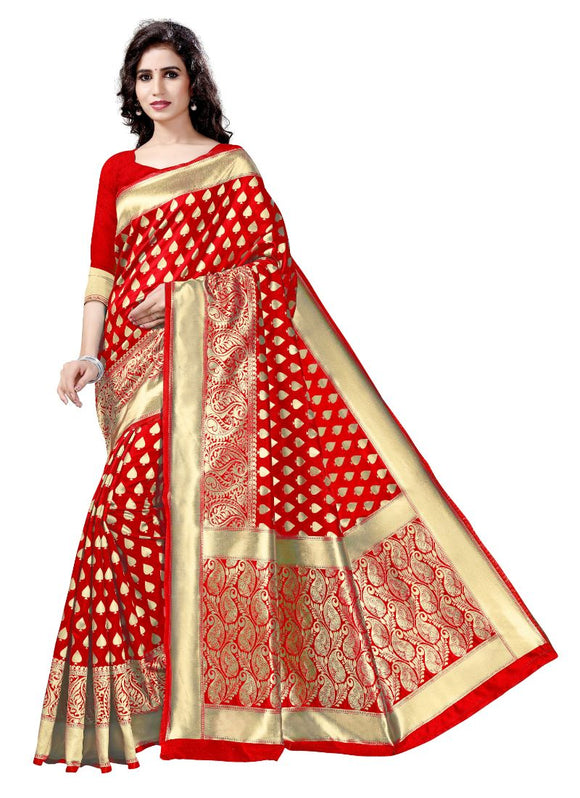 Generic Women's Banarasi Cotton Silk Sarees Saree