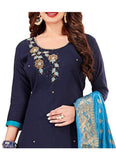 Generic Women's Slub Cotton Salwar Material (Navy