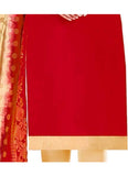 Generic Women's Slub Cotton Salwar Material (Red,