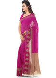 Printed Faux Georgette Pink Color Saree