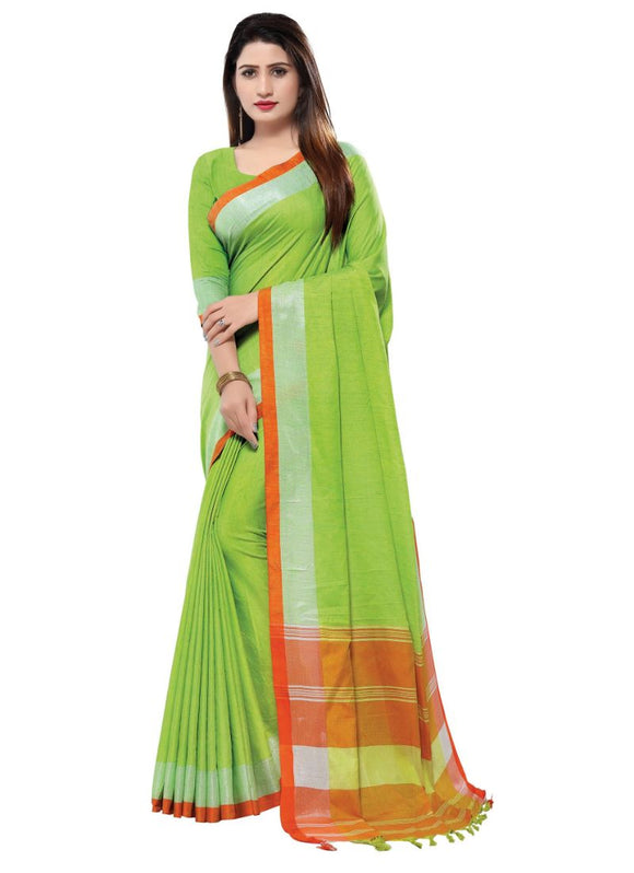 Generic Women's Blended Cotton Linen  Saree