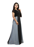 Black And Grey Color American Crepe Gown