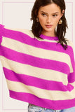 Striped Round Neck Loose Fit Sweater