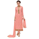 Georgette Fabric Peach Color Dress Material