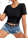 Backless Round Neck Short Sleeve T-Shirt