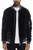 Velour Cinch Sleeve Bomber Jacket