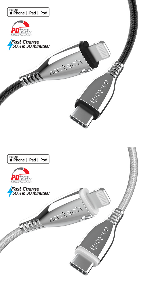 Naztech Titanium USB-C to Lightning Braided Cable 6ft