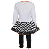 AnnLoren Girls' Halloween Orange Pumpkin and Black Cat Dress &