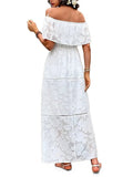 Off-Shoulder Short Sleeve Maxi Dress