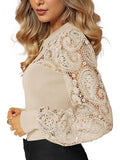 Lace Round Neck Long Sleeve T-Shirt