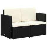 2 Seater Garden Sofa with Cushions Brown Poly Rattan