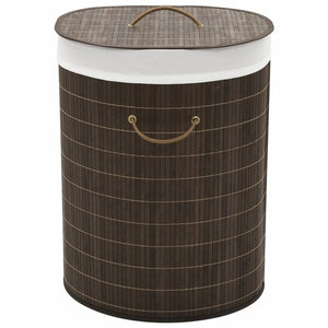 Bamboo Laundry Bin Round Natural