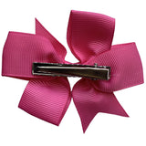 Set of 3- Hot Pink 4" Ribbon Bow Clips