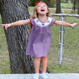 Girls 4th of July Patriotic Flags Stripes with Stars Swing Dress