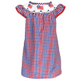 Girls 4th of July Patriotic Flags Stripes with Stars Swing Dress