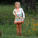 AnnLoren Girls Holiday Autumn Floral Ruffle Thanksgiving Dress &