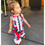 AnnLoren Red, White & Blue Tie Dye Baby Girls Romper Toddler 4th of