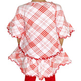 AnnLoren Little & Big Girls 3/4 Angel Sleeve Red Plaid Cotton Knit