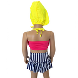 AL Limited Girls 3 piece Striped Skirt Hot Pink bathing suit