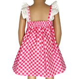 Girls Gingham Eyelet Ruffle Spring/Summer Party Easter Dress