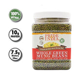 Indian Whole Green Mung Gram - Protein & Fiber Rich Moong Whole Jar