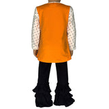 Girls Orange Pumpkin Top & Black Ruffle Pants Halloween Thanksgiving