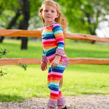 AnnLoren Baby Big Girls Boutique Long Sleeve Rainbow Ruffle Layering