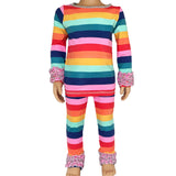 AnnLoren Little & Big Girls Boutique Rainbow Ruffle Butt Leggings