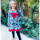 AnnLoren Girls Valentine's Day Heart Tie Dye Outfit Dress and Black