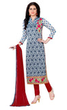 Grey Cotton Embroidered Party Wear Salwar Suit