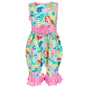 AnnLoren Baby Girls' Boutique Nautical Mermaid Sea Creatures Polka Dot