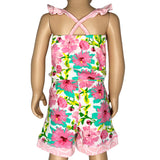 AnnLoren Girls Jumpsuit Shabby Chic Floral Summer Romper