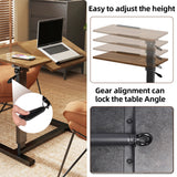 Adjustable Overbed Table with Wheels Split Top Tilting Bedside Bed