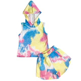 AL Limited Little & Big Girls Pastel Tie Dye Hoodie Top Shorts Camp