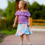 AL Limited Little & Big Girls Purple Eyelet Smocked Top and Tie Dye