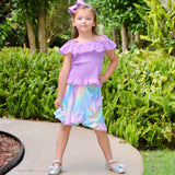 AL Limited Little & Big Girls Purple Eyelet Smocked Top and Tie Dye