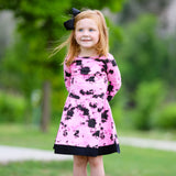 AnnLoren Girls Boutique Pink Black White Tie Dye Long Sleeve Cotton