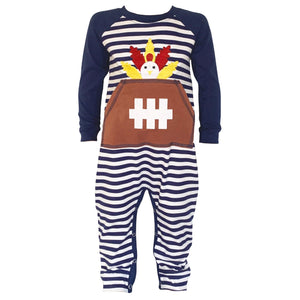 AnnLoren Boys Long Sleeve Turkey Football Baby Toddler Romper One