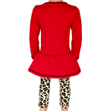 AnnLoren Girls Winter Leopard Heart Holiday Dress Tunic & Leggings Set