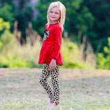 AnnLoren Girls Winter Leopard Heart Holiday Dress Tunic & Leggings Set