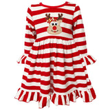 AnnLoren Girls Boutique Red Stripe Christmas Rudolf the Reindeer Swing