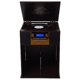 Victor Boyleston 7-in-1 3-Speed Turntable Music Center w Album Storage