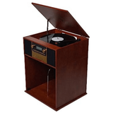 Victor Boyleston 7-in-1 3-Speed Turntable Music Center w Album Storage