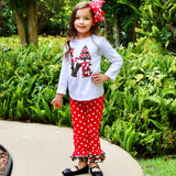 Girls LOVE Christmas Top & Red Polka Dot Ruffle Pants Set